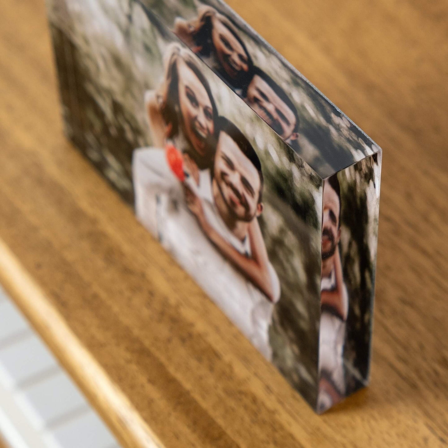 Acrylic Block Photo Frame Product 6x4in (15x10cm) with A Couple Picture Top View