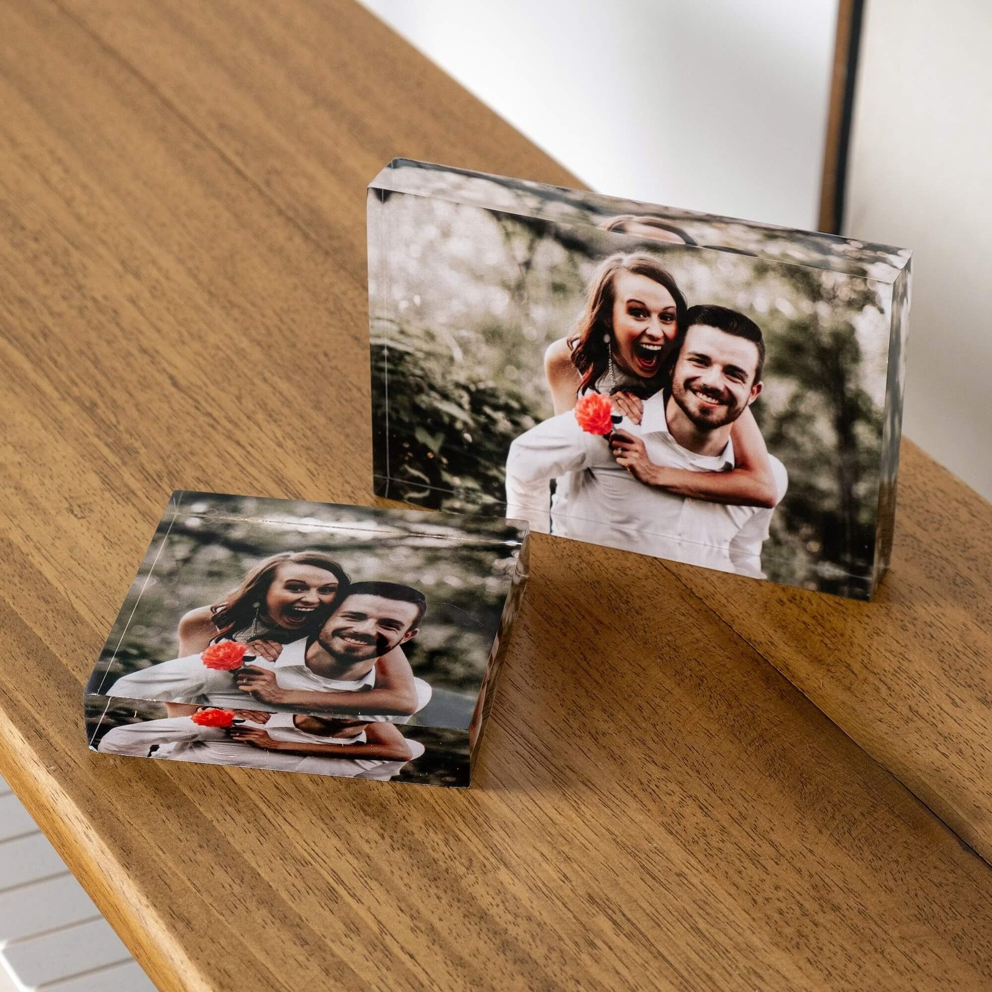 Acrylic Block Photo Frame Product Multiple Size Options with A Couple Picture