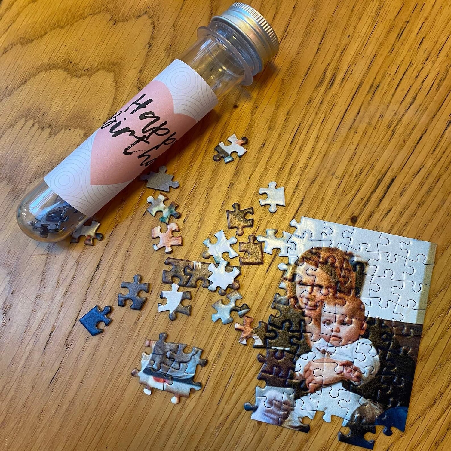 Custom Jigsaw Puzzle Personalized Gift with Box 99/500/1000 Pieces Product, 99 pieces Puzzle with Tube Close Look
